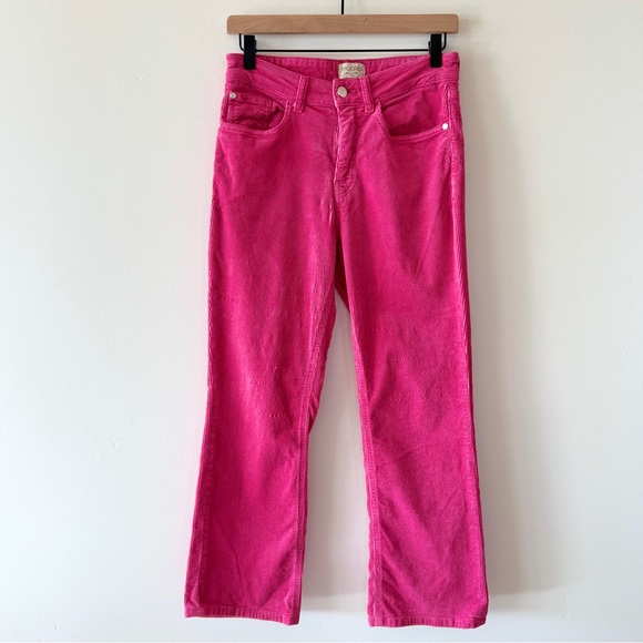 Pilcro Pants - Anthropologie Pilcro The Yaya Pink Corduroy Mid-Rise Crop Flare Pants Womens 29